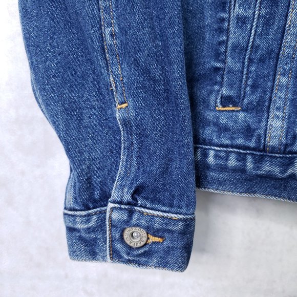 Eddie Bauer Medium Blue Denim Jean Trucker Jacket - Picture 3 of 7